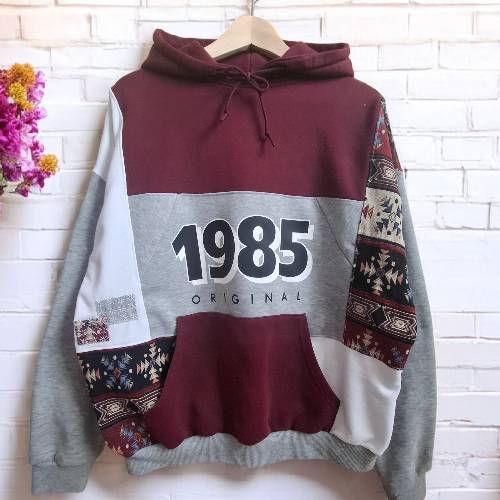 Rekomoda Hoodie Flerfärgad 1985 Bomull Oversized Storlek S